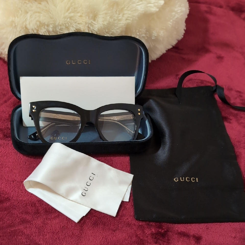 Gucci Women's Black Cat-Eye Glasses Rx